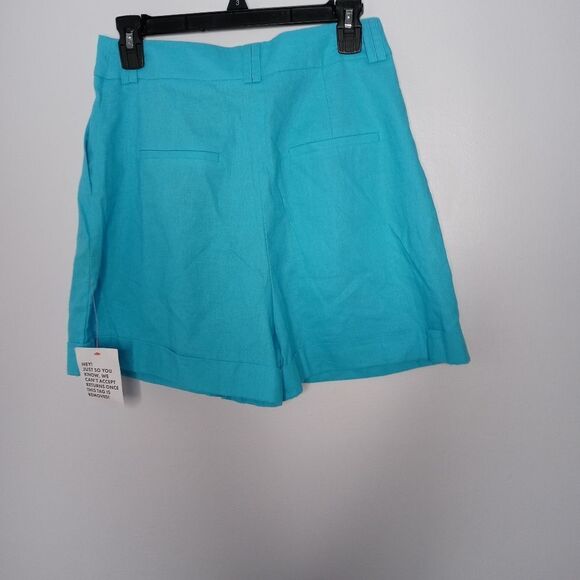 Asos linen blend blue high-waisted short size 6 - Picture 4 of 6